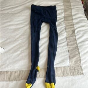 Mini Boden Blue and Yellow Ribbed Tights